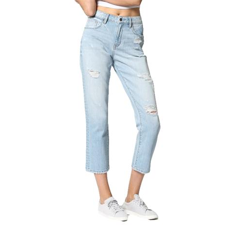 Hidden Jeans Tracey Light Wash High Rise Distressed Straight Crop Jeans